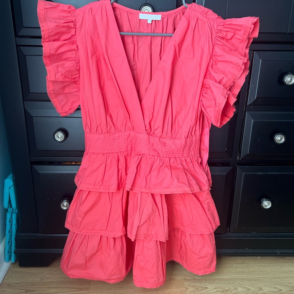 Olivaceous Vibrant Pink V-Neck Dress